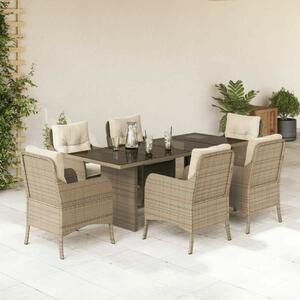 VidaXL Polyrattan Kerti Étkezőgarnitúra - 7 részes - Bézs