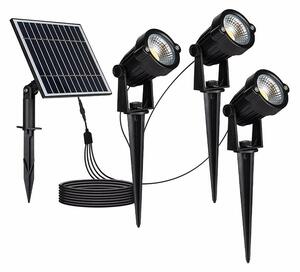 V-TAC leszúrható 3 darab napelemes kerti LED lámpa, fekete házzal, meleg fehér - SKU 20489