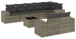 Polyrattan Kerti Ülőgarnitúra - 9 részes - Szürke
