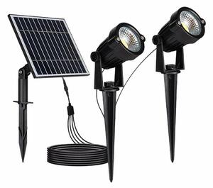 V-TAC leszúrható 2 darab napelemes kerti LED lámpa, fekete házzal, meleg fehér - SKU 20488