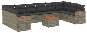 VidaXL Polyrattan Kerti Ülőgarnitúra - 11 részes - Szürke