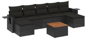 VidaXL 8 részes Kerti Ülőgarnitúra - Fekete Polyrattan