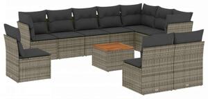 VidaXL Polyrattan Kerti Ülőgarnitúra - 11 részes - Szürke