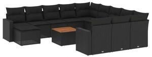 VidaXL Polyrattan Kerti Ülőgarnitúra - 13 részes - Fekete