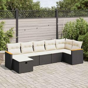 VidaXL Polyrattan Kerti Ülőgarnitúra - 7 részes - Fekete