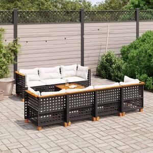 VidaXL Polyrattan Kerti Ülőgarnitúra - 8 részes - Fekete