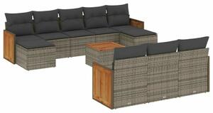 VidaXL Polyrattan Kerti Ülőgarnitúra - 11 részes - Szürke