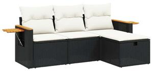 VidaXL Polyrattan Kerti Ülőgarnitúra - 4 részes - Fekete