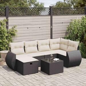 VidaXL Polyrattan Kerti Ülőgarnitúra - 7 részes, Fekete