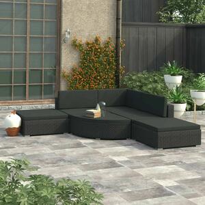 VidaXL Polyrattan Kerti Ülőgarnitúra - 6 részes - Fekete