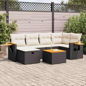 VidaXL Polyrattan Kerti Ülőgarnitúra - 7 részes - Fekete