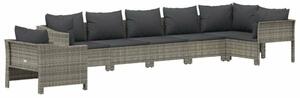 VidaXL 7 részes szürke polyrattan kerti ülőgarnitúra párnákkal