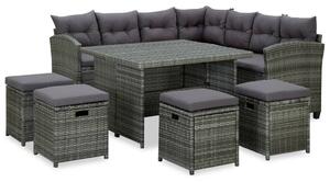 VidaXL 6 részes szürke polyrattan kerti bútorszett párnákkal