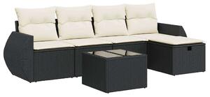 VidaXL Polyrattan Kerti Ülőgarnitúra - 6 részes - Fekete