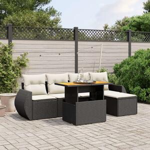 Polyrattan Kerti Ülőgarnitúra - 6 részes - Fekete