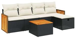 VidaXL Polyrattan Kerti Ülőgarnitúra - 6 részes - Fekete