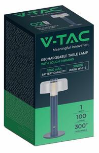 V-TAC 1W kék, érintéssel vezérelhető akkumulátoros LED lámpa, meleg fehér - SKU 7942
