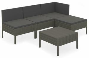 VidaXL 5 részes szürke polyrattan kerti ülőgarnitúra