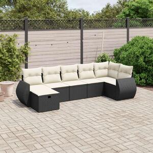 VidaXL Polyrattan Kerti Ülőgarnitúra - 7 részes - Fekete