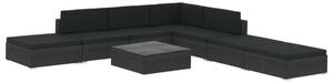 Polyrattan Kerti Bútorszett - 8 részes - Fekete