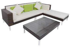 VidaXL 4-részes barna polyrattan kerti bútorszett párnákkal