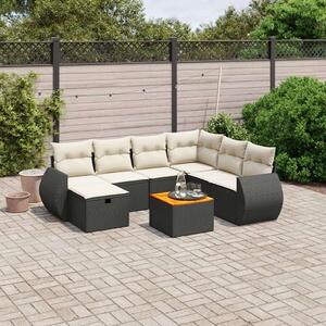 Polyrattan Kerti Ülőgarnitúra - 8 részes - Fekete