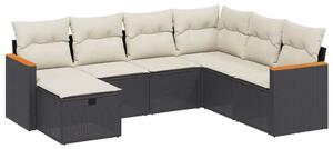 VidaXL Polyrattan Kerti Ülőgarnitúra - 7 részes - Fekete