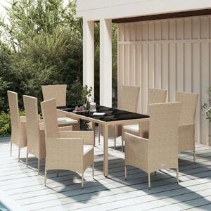 Polyrattan Kerti Étkezőgarnitúra - 9 részes - Bézs