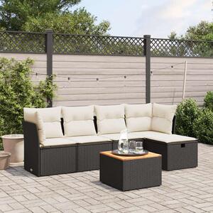 VidaXL Polyrattan Kerti Ülőgarnitúra - 6 részes - Fekete