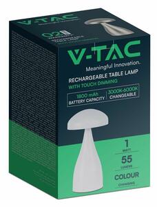 V-TAC 1W fehér, érintéssel vezérelhető akkumulátoros LED gomba alakú lámpa, CCT - SKU 7896