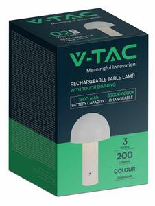 V-TAC 3W pezsgőarany, érintéssel vezérelhető akkumulátoros LED gomba alakú lámpa, CCT - SKU 7937