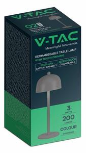 V-TAC 3W szürke, érintéssel vezérelhető akkumulátoros LED ernyő alakú lámpa, CCT - SKU 7987