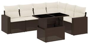 Polyrattan Kerti Ülőgarnitúra - 7 részes - Barna