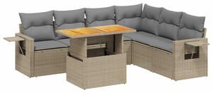 VidaXL Polyrattan Kerti Ülőgarnitúra - 7 részes - Bézs