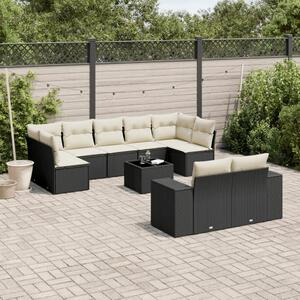VidaXL Polyrattan Kerti Ülőgarnitúra - 10 részes - Fekete