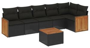 VidaXL Polyrattan Kerti Ülőgarnitúra - 7 részes - Fekete