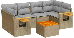 VidaXL Polyrattan Kerti Ülőgarnitúra - 7 részes - Bézs