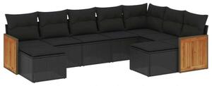 Polyrattan Kerti Ülőgarnitúra - 9 részes - Fekete