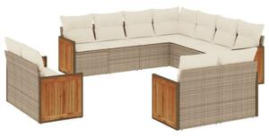 VidaXL Polyrattan Kerti Ülőgarnitúra - 11 részes - Bézs