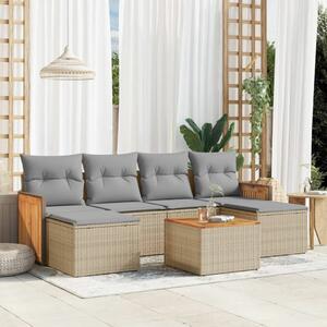Polyrattan Kerti Ülőgarnitúra - 7 részes - Bézs