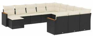 VidaXL Polyrattan Kerti Ülőgarnitúra - 12 részes - Fekete