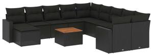 VidaXL Polyrattan Kerti Ülőgarnitúra - 14 részes - Fekete