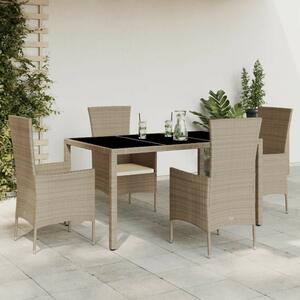VidaXL Polyrattan Kerti Étkezőgarnitúra - 5 részes - Bézs
