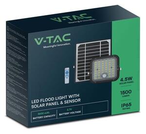 V-TAC napelemes reflektor mozgásérzékelővel, 1500 Lumen, hideg fehér - SKU 10313