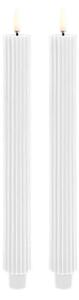Uyuni Lighting - Taper Gyertya LED Grooved 2-pack 3,2x25,5 cm Nordic Fehér/SmoothUyuni Lightin - Lampemesteren