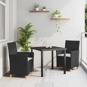 Kert étkező szett 3 pcs Fekete polirattan