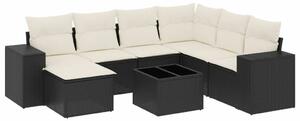 VidaXL Polyrattan Kerti Ülőgarnitúra - 8 részes - Fekete