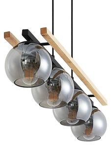 Lindby - Philika Függőlámpa Smoke/Wood/Black - Lampemesteren