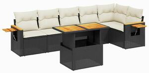 VidaXL Polyrattan Kerti Ülőgarnitúra - 7 részes - Fekete