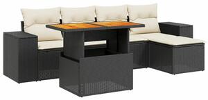 VidaXL Polyrattan Kerti Ülőgarnitúra - 6 részes, Fekete